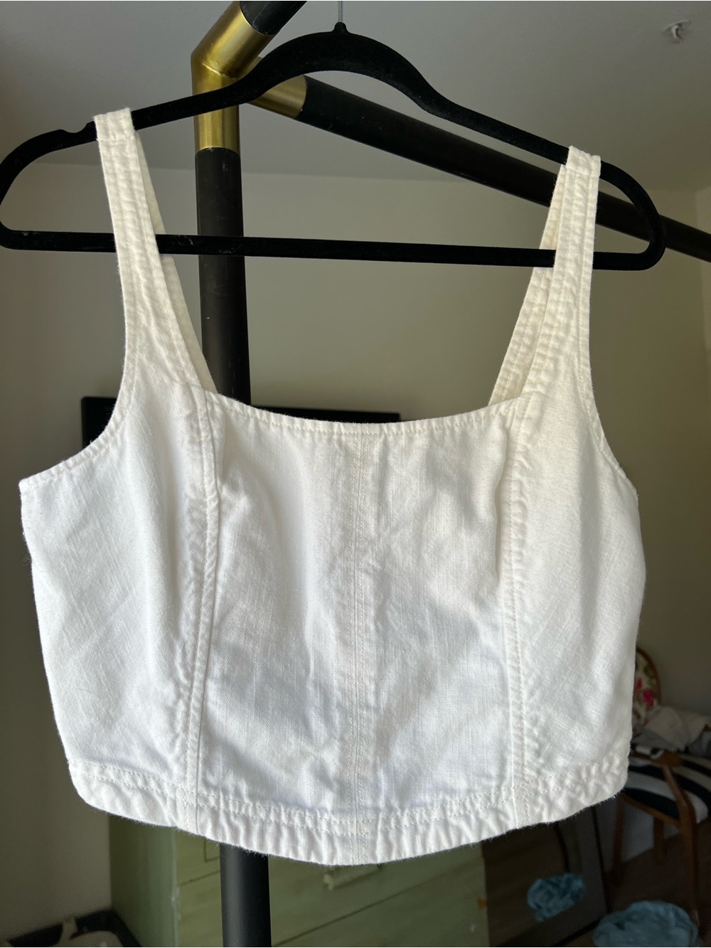Anthropologie Pilcro White Corset Square Neck Top